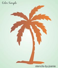 the silhouette of a palm tree on a light green background with text that reads color sample stencils - by - person