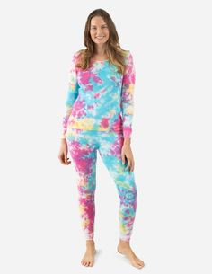 #color_rainbow-mix-tie-dye Holiday 2022, Cotton Pjs, Tie Dye Rainbow, Pyjamas Womens, Kids Holiday, Cotton Pajamas, Tie Dye Outfits, Tie Dye Cotton, Cute Pajamas