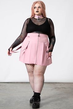 BLAIRE B*TCH. - Soft Stretch Material.- Pentagram-Hardware.- Pleated.- PU Straps.- Zip Feature.- Fitted. Wash Cold - Gentle Cycle. with KILLSTAR Branding, 95% Polyester, 5% Elastane. Plus Size Pastel Goth, Pastel Goth Outfits, Pink Goth, 2010 Fashion, Pastel Goth Fashion, Cute Crop Tops, Goth Outfits, Pastel Goth, Alternative Fashion