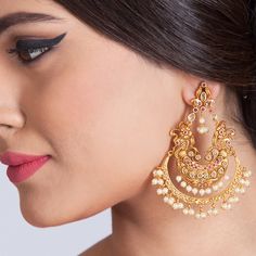 Spikes Fashion, Desi Jewelry, Trendy Blouse, Chandbali Earrings, Spike Earrings, Gold Jewelry Earrings, Indian Earrings, Bridal Gold Jewellery, Ear Rings