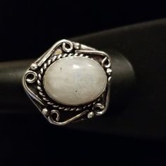 New, Never Worn Ring. Pretty, Oval Flashy Cabachon In An Almost Nautical Setting. 1"Ring Front. Size 9.25. 925 Sterling Overlay. Color May Vary Slightly Due To Lighting. Listing Hundreds Of Pieces From My Shopping Habit. Check Back Often! Classic Adjustable White Moonstone Ring, Everyday White Rings Stamped 925, Everyday White 925 Stamped Rings, White Adjustable Casual Rings, Casual White Adjustable Rings, Overlay Color, Statement Rings Unique, Statement Ring, Unique Rings