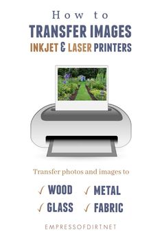 a printer with the words how to transfer images into inkjet and laser printers