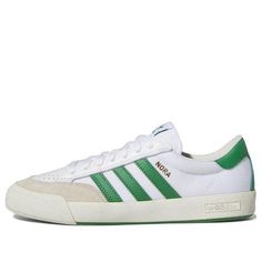 adidas Originals Nora Shoes 'Cloud White Green' GY6965 Adidas Green Running Shoes With Round Toe, Sporty Green Adidas Skate Shoes, Adidas Shoes Green, Adidas Green Running Shoes, Adidas Green Synthetic Skate Shoes, Adidas Originals, Adidas, White, Green