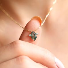 Moss agate & diamond gold necklace with a unique hexagon-cut green mossy gemstone and accent round diamonds.Click for matching ring:
https://www.capucinne.com/collections/moss-agate/products/moss-agate-ring-hexagon-agate-ring-0136Matching bracelet:https://www.capucinne.com/collections/gemstone-bracelet/products/hexagon-moss-agate-bracelet-unique-moss-agate-bracelet-14k-gold
We are the original jewelry designers to use moss agate and create geometric moss agate one-of-a-kind jewelry. Please bewar Diamond Gold Necklace, Moss Necklace, Moss Agate Necklace, Moss Agate Bracelet, Ring Hexagon, Jewelry Closet, Moss Agate Jewelry, Hexagonal Ring, Flawless Diamond