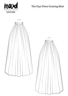 the front and back view of a pleated skirt