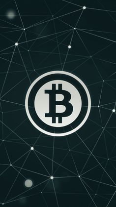 the bitcoin symbol is depicted on a black background with connected lines and dots