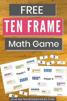 the free ten frame math game for kids to practice their number recognition and counting skills