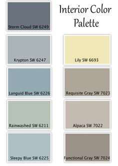 the different shades of paint that are used for interior walls and ceiling in various colors