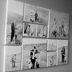 four black and white photos hanging on the wall