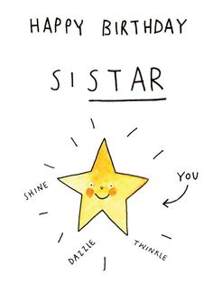 a happy birthday card with a smiling star