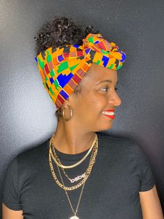 Kente African Head wrap || African Clothing || Kente Headwrap || African Kente Scarf || Fabric Headwrap || Headwrap|| Head Tie Our Kente Ankara fabric head wrap is made from high quality 100% cotton African wax print. This product can be used as a: *Head Wrap *Neck Scarf *Shawl *Sarong It measures approx. 22 inches by 72 inches. Ends are finished with rolled hems giving it a neat look. The size of this Kente Ankara Headwrap (wide and long) allows endless styling unlike the pre-tied options. NOTE Adjustable Multicolor Wrap Headwrap, Multicolor One Size Headwrap, Multicolor One Size Wrap Headwrap, One Size Multicolor Wrap, Kente Scarf, Head Wrap African, African Scarf, African Headwrap, Ankara Headwrap