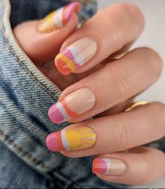 Sun Nails, Short Acrylic Nails Designs, Funky Nails, Floral Nails, Short Acrylic Nails, Nail Designs Summer, Acrylic Nail Designs