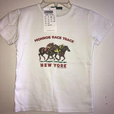 Slightly Cropped Colorful True To Size Colorful Stretchy Soft Never Worn Before Horse T Shirt, New York Shirt, Baggy Pants, Brandy Melville Tops, Top Graphic Tees, 로고 디자인, Race Track, Dream Clothes, Look Cool