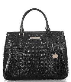 Luxury Crocodile Pattern Top Handle Satchel, Luxury Crocodile Pattern Tote Satchel, Luxury Formal Satchel With Crocodile Pattern, Luxury Satchel With Crocodile Pattern Tote, Elegant Leather Satchel With Crocodile Pattern, Handbags Collection, Perfect Purse, Brahmin Bags, A Little Black Dress