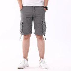 Pattern Type: Solid Applicable Season: summer Material: COTTON Pant Style: regular Fit Type: regular Gender: MEN Waist Type: MID Item Type: shorts Length: knee length Closure Type: zipper fly Decoration: Pockets Short Pants Men, Casual Shorts Men, Hiking Shorts, Work Shorts, Shorts Cargo, Streetwear Casual, Cargo Shorts Men, Dark Khaki, Shorts Men