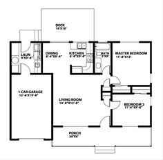 the floor plan for a two bedroom, one bathroom apartment with an attached living area