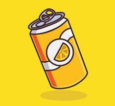 a can of soda with a slice of lemon on it