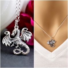 Dragon Necklace, for women, Game of Thrones Inspired, Mother of Dragons, House Targaryen, Daenerys Targaryen, jewelry women, necklace Daenerys Dragon Necklace, Targaryen Daenerys, Silver Dragon Necklace, Dragon Necklace, House Targaryen, Dragon Jewelry, Ruby Pendant, Silver Dragon, Mother Of Dragons