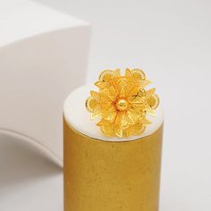 Gold Flower Shaped Jewelry For Celebration, Gold Flower-shaped Jewelry For Celebration, Yellow Flower-shaped Formal Jewelry, Celebration Flower-shaped Gold Jewelry, Formal Yellow Flower-shaped Jewelry, Yellow Flower Shaped Jewelry For Formal Occasions, Gold Flower-shaped Wedding Jewelry, Gold Flower Shaped Wedding Jewelry, Elegant Yellow Flower Shaped Ring