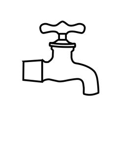 a black and white drawing of a faucet