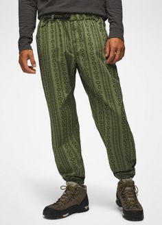 Pull-on printed pants with '90s vibes and stretch-infused organic cotton twill. Casual Cotton Printed Bottoms, Casual Printed Cotton Bottoms, Casual Green Printed Pants, Casual Printed Straight Leg Bottoms, Green Cotton Cargo Pants For Loungewear, Printed Relaxed Fit Straight Leg Pants, Relaxed Fit Straight Leg Printed Pants, Green Printed Cotton Pants, Casual Printed Loungewear Pants