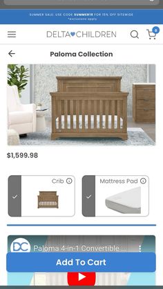 the baby crib is on sale for $ 1, 599 and it's price