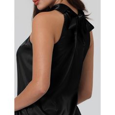 Keep your look professional and stylish in this satin top from Hobemty. This satin top can be a perfect addition to almost any outfit from formal to daily wear, great for work, meetings, office, work, casual, daily dressing, etc. Pair it with pencil skirts or suit pants for an elegant office look. Comfortable and versatile, this satin top is perfect on its own or as a layer under a blazer. Solid Satin Tank Top For Party, Sleek Sleeveless Top For Evening, Sleek Sleeveless Evening Top, Black Satin Camisole Top, Black Satin Tank Top For Evening, Black Satin Tank Top For Night Out, Black Satin Sleeveless Top, Elegant Office Tank Top, Black Satin Tops With Sleek Style