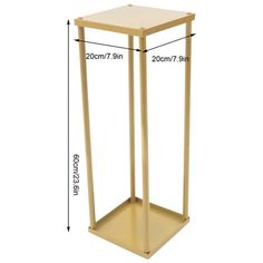 the height of a small wooden shelf with measurements for each side and bottom section on it