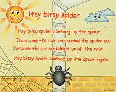 a spider is sitting on the side of a water faucet and it's saying itsy bitsy spider climbing up the spout