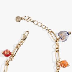 Make a chic style statement with the Murano Beads Adjustable Charm Bracelet. Murano-style glass beads are a stunning blend of history and artistry. Handcrafted by skilled artisans, each bead showcases intricate designs and vibrant colors, a testament to the centuries-old glassmaking traditions of Murano, Italy. This beaded charm bracelet features an open-link adjustable chain and multi-color glass bead charms in varying shapes and sizes for an eclectic glam look. Charm Bracelet Stack, Eclectic Glam, Jewelry Style Guide, Beaded Charm Bracelet, Glam Gifts, Murano Italy, Alex And Ani Bracelets, Gold Charm Bracelet, Butterfly Jewelry