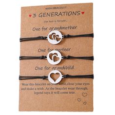 PRICES MAY VARY. Matching Bracelets for 3: The generations bracelet set have 3 pcs, one for grandmother, one for mother, one for grandchild, wherever you go it's like she's by your side Grandma Mom Daughter Gifts: This 3 matching bracelet is best birthday gifts, mother's day gifts, graduation gifts, christmas gifts for grandma grandmother grandmom mom mother daughter granddaughter, etc Three Generation Gift: This matching heart bracelets set is great relationship gifts, if you get this to your g Matching Bracelets For 3, Mother Daughter Granddaughter, Mother Daughter Bracelet Set, Daughter Bracelets, Bracelets Christmas, Grandma Bracelet, Heart Bracelets, Great Relationship, Mother Daughter Bracelets