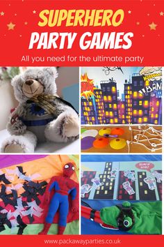 Superhero Party Games Avengers Birthday Party Games Indoor, Superhero Theme Party Games, Superhero Birthday Party Games, Superhero Party Bags, Kids Party Hire, Super Hero Games, Superhero Decorations, Superhero Invitations