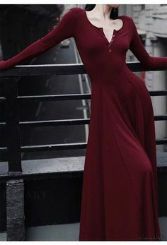 Lasaky - Long-Sleeve Dress with Flowy Silhouette Terry Cloth Dress, Dark Feminine, Effortless Chic, Classy Women, Types Of Skirts, Good Quality, Red Dress, Dress Skirt, Formal Dresses Long