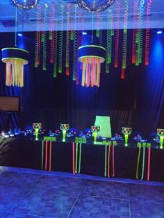 an image of a party setting with neon lights