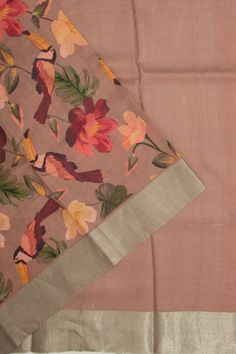 Tussar Floral Printed Lilac Saree | Kankatala Lilac Saree