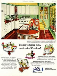 an advertisement for kitchen appliances from the 1950's