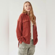 Brand New With Tag! Red Fits, Oversized Denim Jacket, Cargo Jeans, Urban Outfitters Tops, Small Chest, Red Brown, Waffle Knit, Ripped Jeans, Jeans Shop