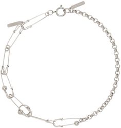 Justine Clenquet: SSENSE Exclusive Silver Ash Necklace | SSENSE Silver Ash, Justine Clenquet, Ashes Necklace, Cable Chain Necklace, Rolo Chain, Girly Jewelry, Jewelry Inspo, Cable Chain, Spring Rings