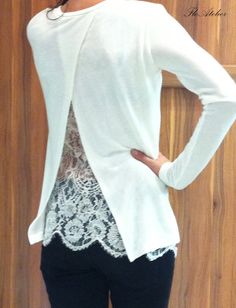 White Cotton Lace Women Blouse / Long Sleeve Lace by FloAtelier Chic Long Sleeve Lace Top With Lace Trim, Casual Long Sleeve Tops With Lace Patchwork, Stretch Long Sleeve Lace Top, Casual Long Sleeve Blouse With Lace Sleeves, Fitted Long Sleeve Lace Top, Casual Long Sleeve Lace Top With Lace Collar, Casual Blouse With Long Lace Sleeves, Casual Blouse With Lace Long Sleeves, Casual Long Sleeve Tops With Lace Cuffs