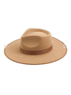 Mychale Flat Brim Fedora Hat - Tan - Pineapple Lain Boutique Tan Hat, Flat Brim Hat, Rancher Hat, Brimmed Hat, Leopard Print Jacket, Animal Print Dresses, Ribbon Trim, Brim Hat, Fedora Hat