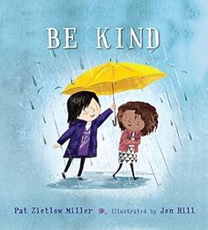 the cover of be kind with two children under an umbrella