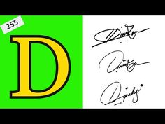 the letter d is shown in three different colors and font styles, including one green