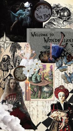 a collage with many different pictures and words on it, including an image of a woman