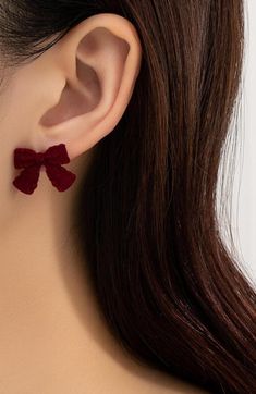 Cute Bow Shaped Earrings These cute bow shaped earrings are a must-have for any fashion-forward individual. Made with precision and attention to detail, these earrings add a touch of charm and playfulness to any outfit. The perfect accessory to elevate your style and make a statement. Red Bow Necklace, Butterfly Knot Drop Earrings, Chic Butterfly Knot Earrings For Gift, Chic Butterfly Knot Earrings As Gift, Bow Earrings For Gift, Trendy Bow Drop Earrings, Trendy Bow Earrings For Party, Trendy Party Earrings With Bow, Chic Red Earrings