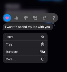 the text message is being displayed on an iphone's screen, which reads i want to spend my life with you