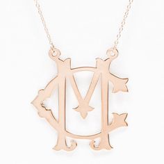 Two Letters – Tres Chic!New Split Chain Vintage Interlocking Monogram NecklaceFeatures your  two letter monogram in your choice of Sterling Silver or Gold Vermeil (22K Yellow Gold over Sterling Silver.)Choose from three monogram sizes and a 16" or 18" chain length below.Please list your two letter monogram & choice of finish (Sterling Silver - or - 22K Yellow Gold over Sterling Silver) in the notes section at checkout.All monogrammed necklaces are custom made to order especially for you, The Two Letter Monogram, Interlocking Monogram, Letter Monogram, Monogram Jewelry, Monogram Necklace, Beaded Clutch, Bow Earrings, Monogrammed Items, Tres Chic