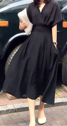 A Woman, Black Dress, Summer Dresses, Green, Dresses, Black