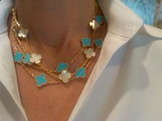 Turquoise Outfit, Van Cleef Necklace, Alhambra Necklace, Van Cleef & Arpels, Action Shots, Van Cleef Arpels, Van Cleef