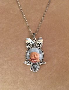 "NOW OFFERING FREE SHIPPING ON MOST ITEMS! ❤️ BEST GIFT EVER ❤️ Owl necklace - Custom photo pendant - Owl pendant - owl photo necklace - Owl Charm - cute owl - personalized photo jewelry, owl jewelry Such a cute way to display your favorite photo! The image rests on an cute antique silver owl pendant 2\" x 1 1/2\" with a round bezel, 1\" in diameter, with a pure glass magnifying globe overlay. Image is on one side and metal on the other. How to order: 1. Purchase this item 2. Send me a message h Cute Charms Jewelry For Personalized Gifts, Cute Round Charms Jewelry, Cute Charms Necklace For Personalized Gift, Cute Handmade Necklaces For Personalized Gifts, Cute Customized Necklace For Personalized Gift, Personalized Cute Necklaces, Cute Customized Silver Necklace, Customized Cute Silver Necklace, Cute Personalized Round Necklaces