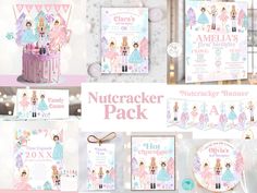 the nutcracker party package includes pink and blue decorations